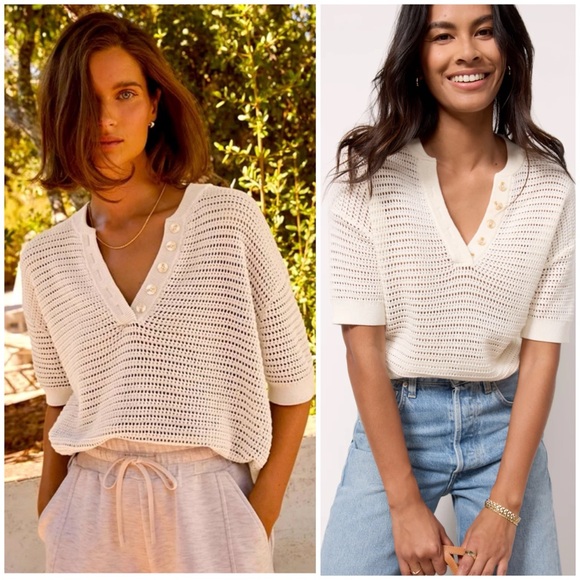Varley Sweaters - VARLEY Callie Ivory White Knit Top SZ S